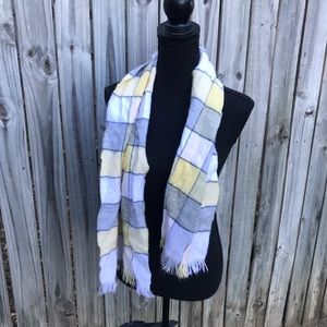 Yellow and gray plaid scarf